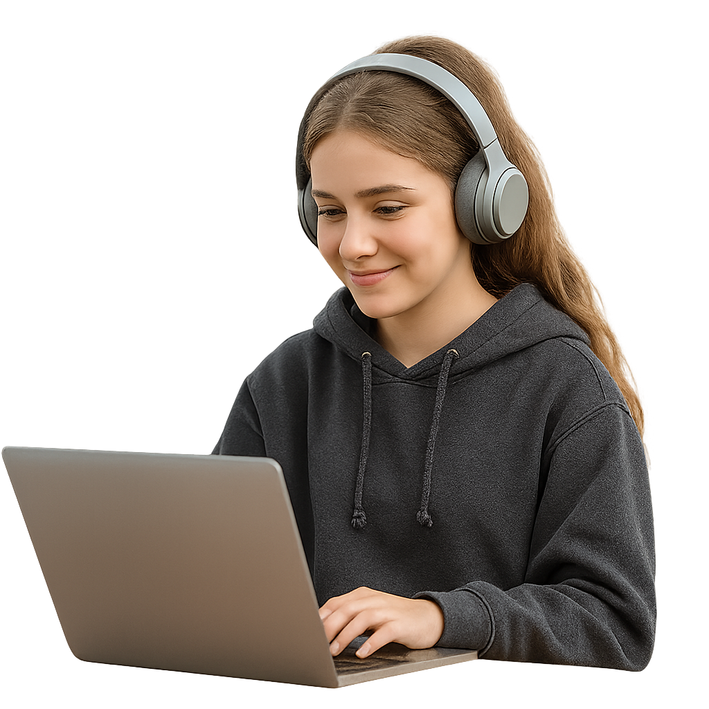 Девочка за ноутбуком